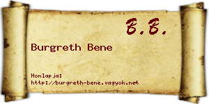 Burgreth Bene névjegykártya